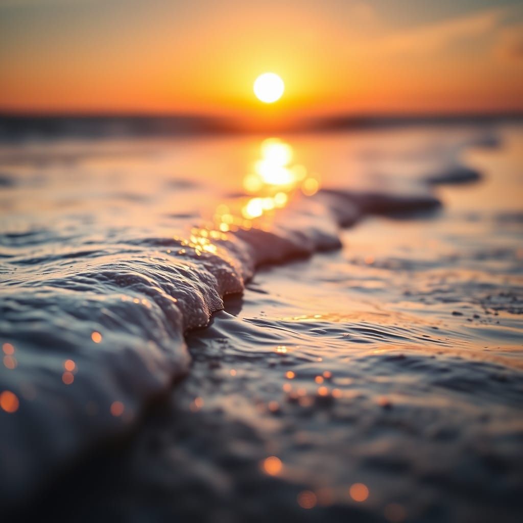 Golden Sunrise Waves in Hyper-Realistic Detail