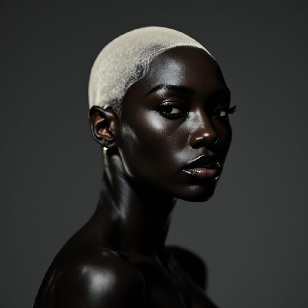 Sculptural Black Athlete: A Photorealistic Fine Art Portrait
