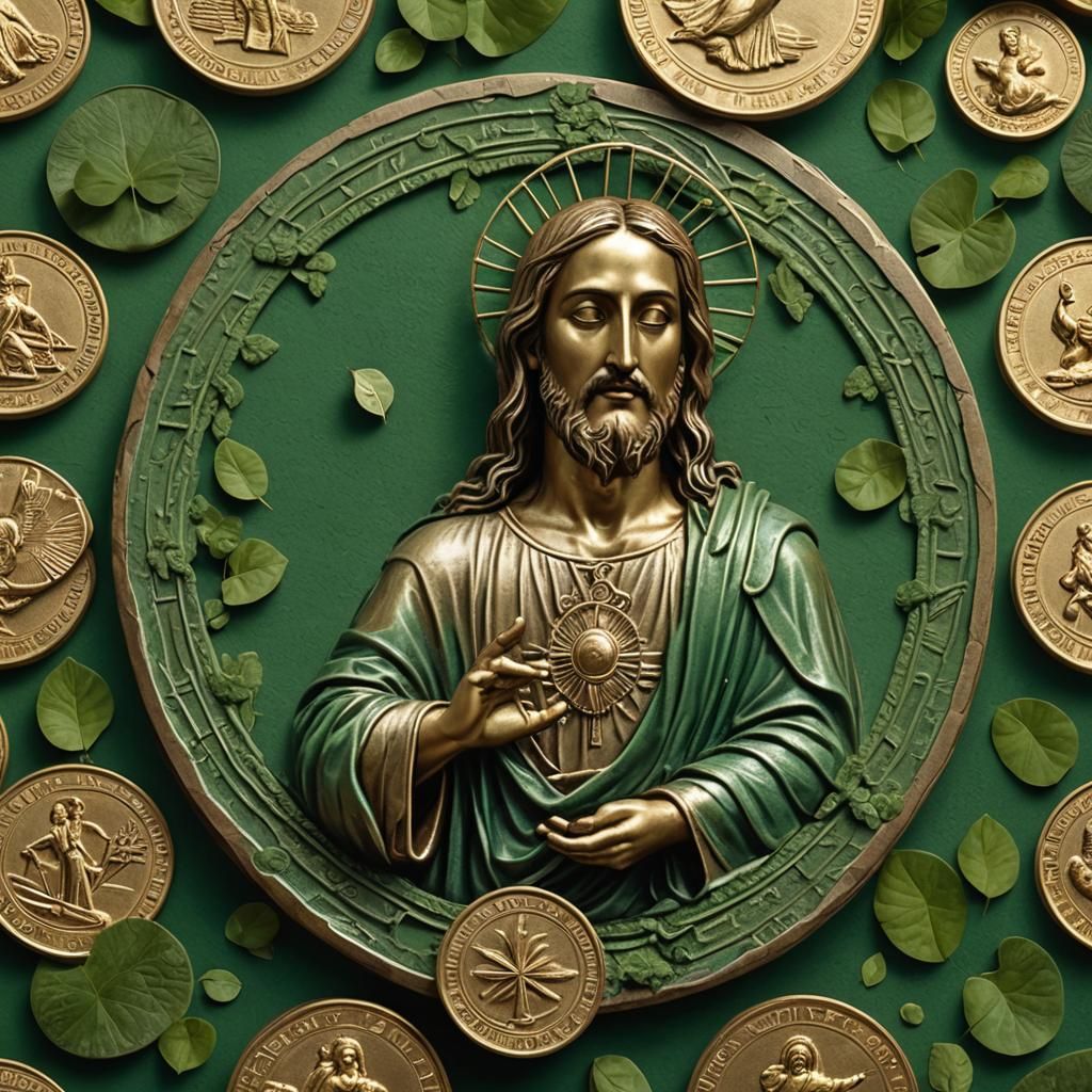 Jesus and Buddha in Lotus Position, Fantasy Art