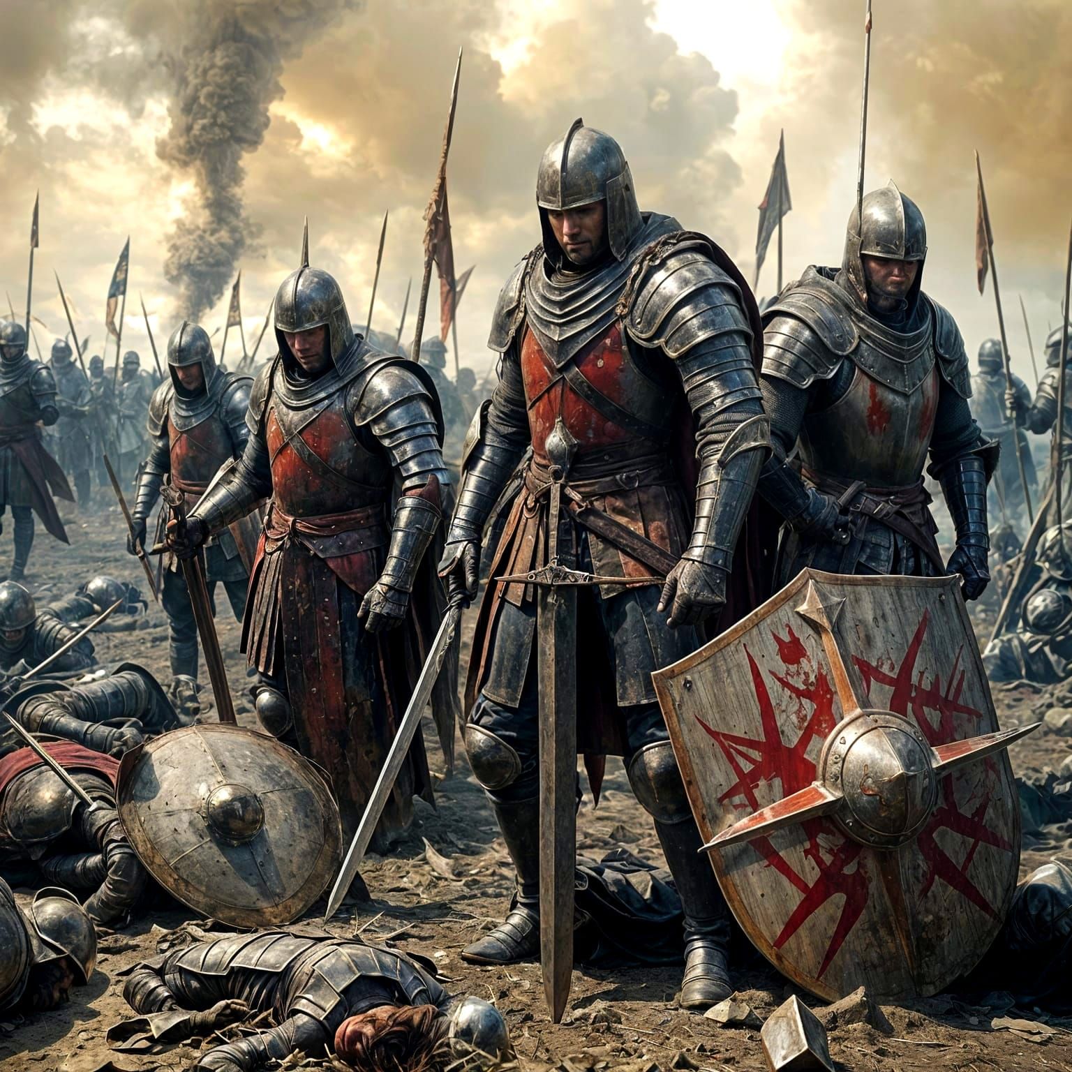 Exhausted Knights After Battle