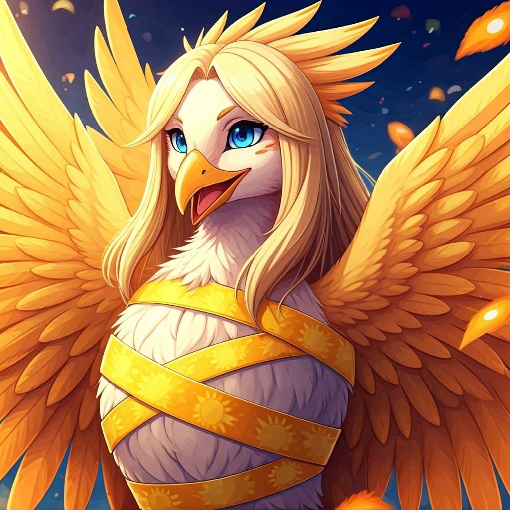 Blonde Phoenix in Anime Style Celebration