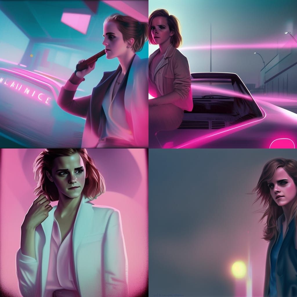 Emma Watson as 80s Detective in Miami Vice Style