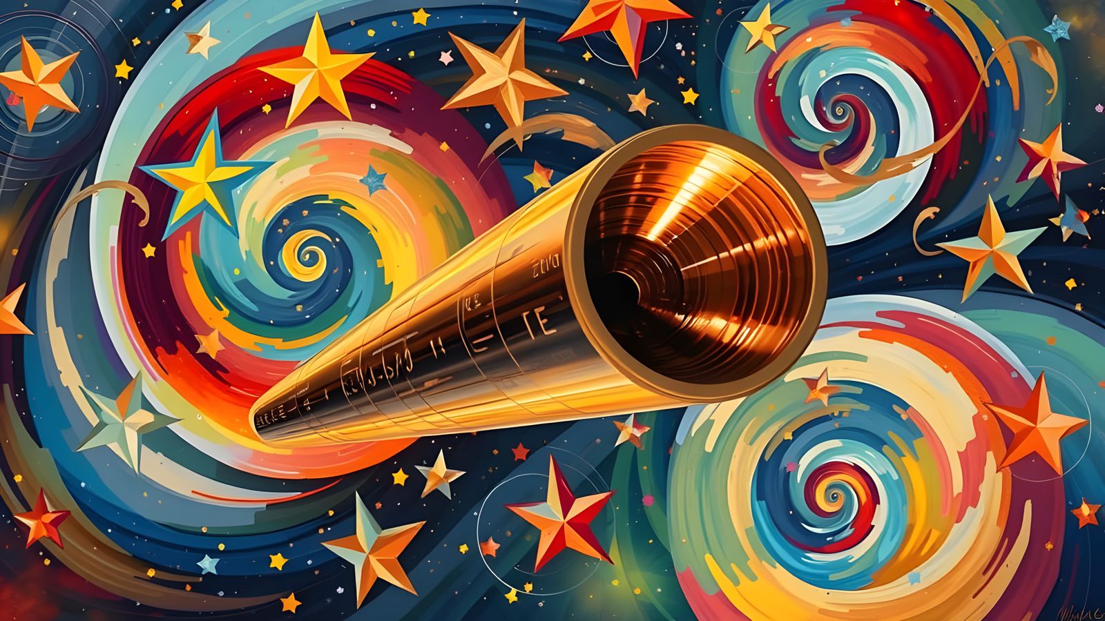 Reflective Cylinder Mirrors Kandinsky Stars in Cosmos