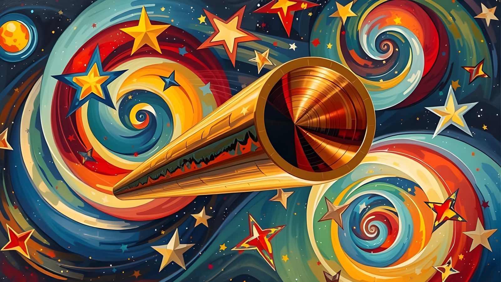 Reflective Cylinder Mirrors a Cosmic Dreamscape