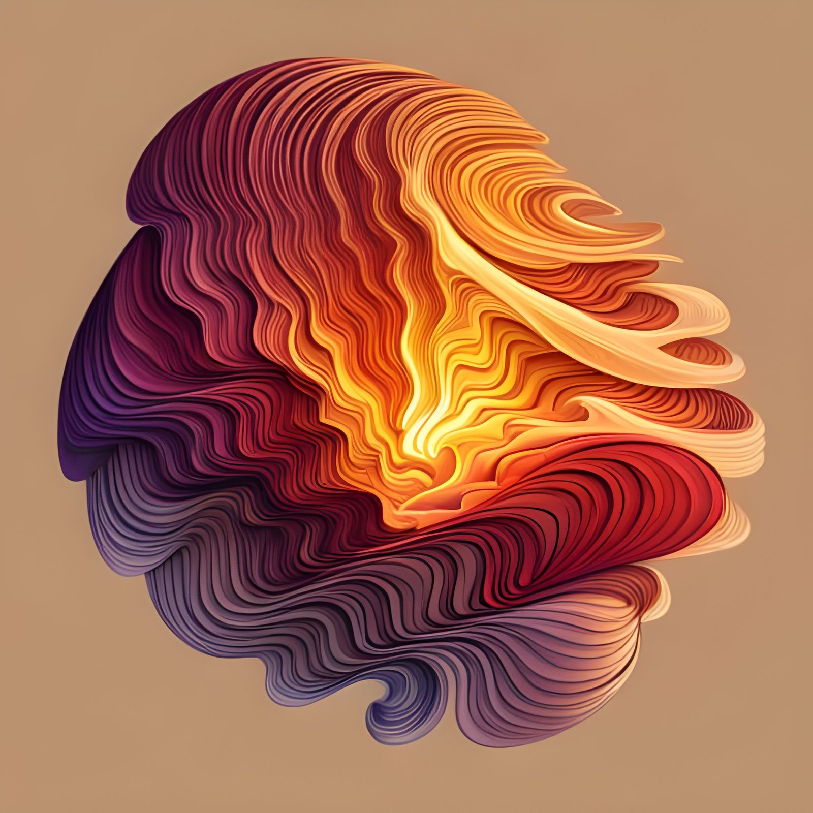 Abstract Campfire Fractal Design with Zentangle Elements