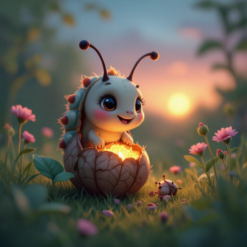 Animated Cecropia Caterpillar Emerges in Impasto Style