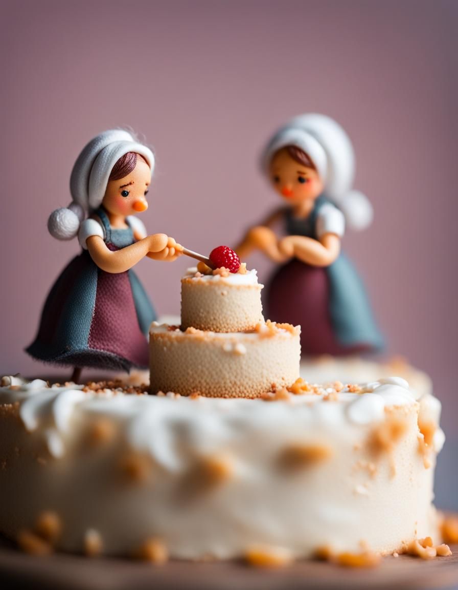 Miniature Women Polish Frosted Cake: Macro Still Life