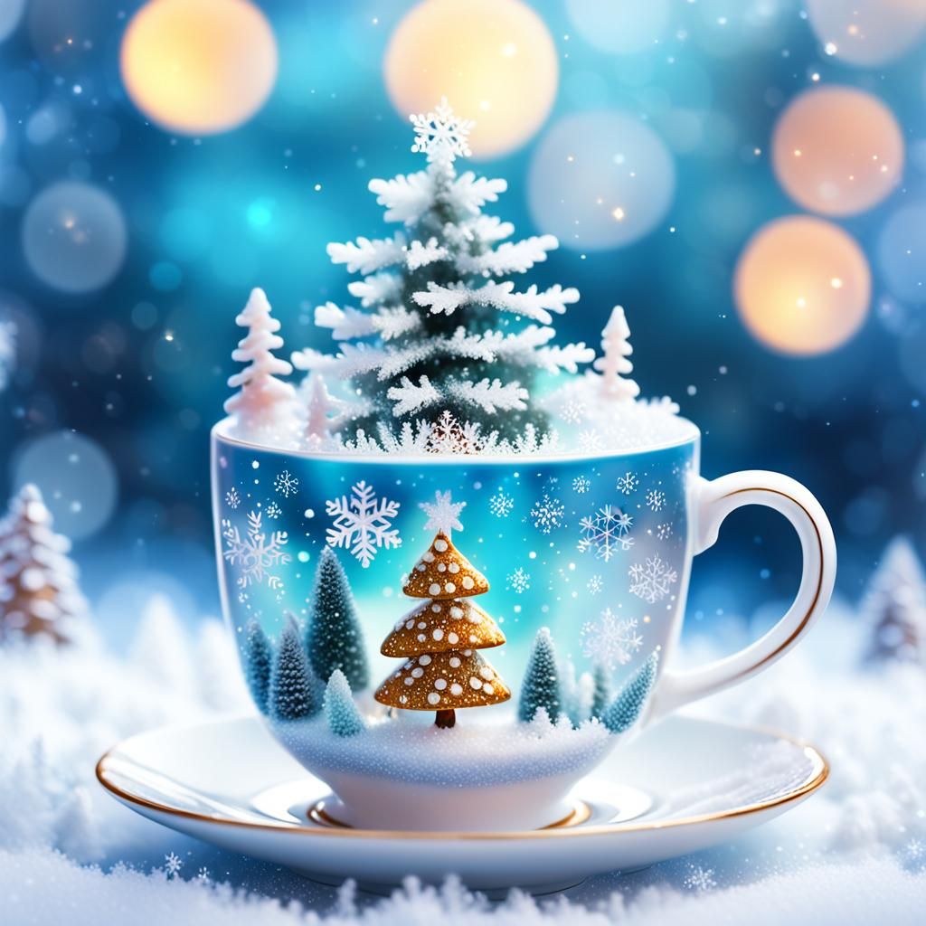 Whimsical Winter Wonderland in a Teacup