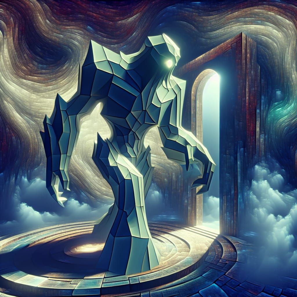 Ethereal Alien Metamorphosis in Cubist Style