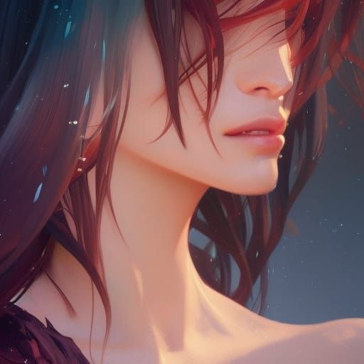 Detailed Portrait with Dynamic Lighting in Art Nouveau Style