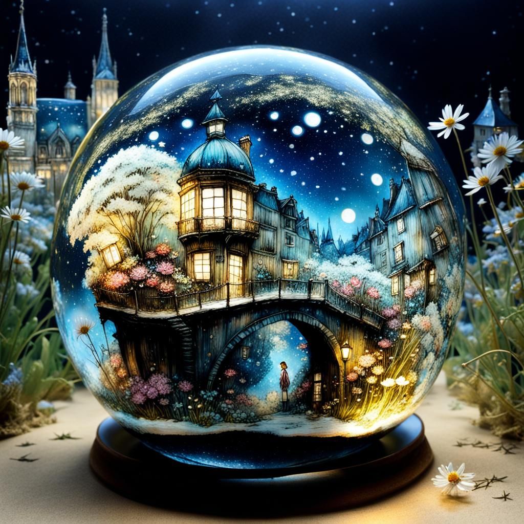 Magical Miniature Parisian World in Glass Orb
