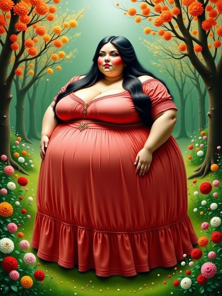 Goddess of Spring in Coral Attire