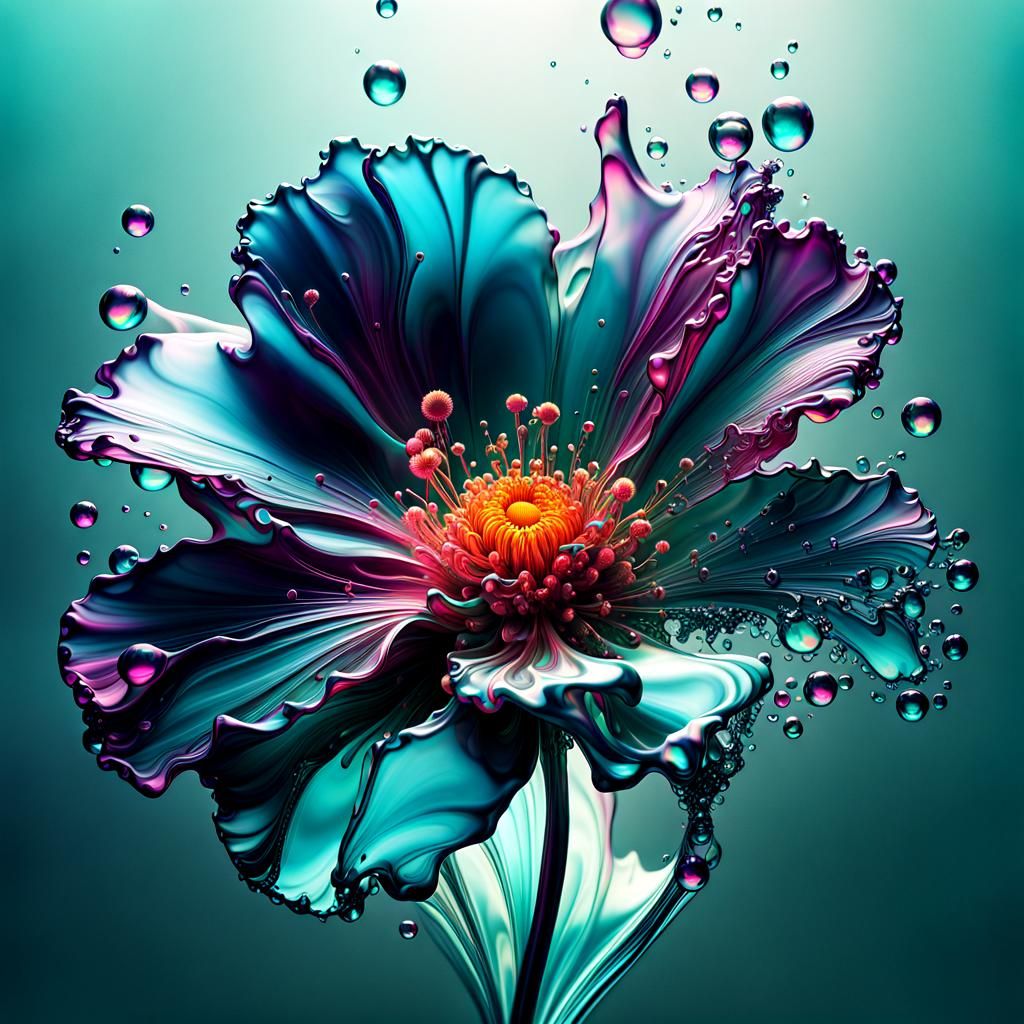 Spring Inspired Fluid Fractel Flower