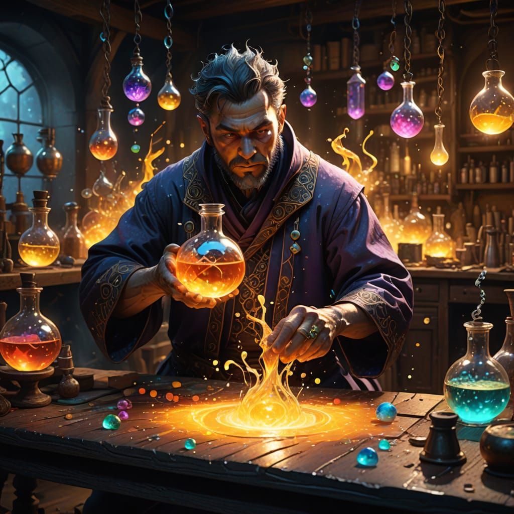 Alchemist's Glowing Potion Spill Creates Monstrous Chaos