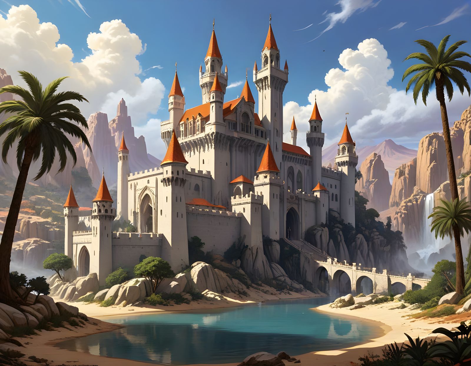 Majestic Moorish Castle in the Desert Oasis