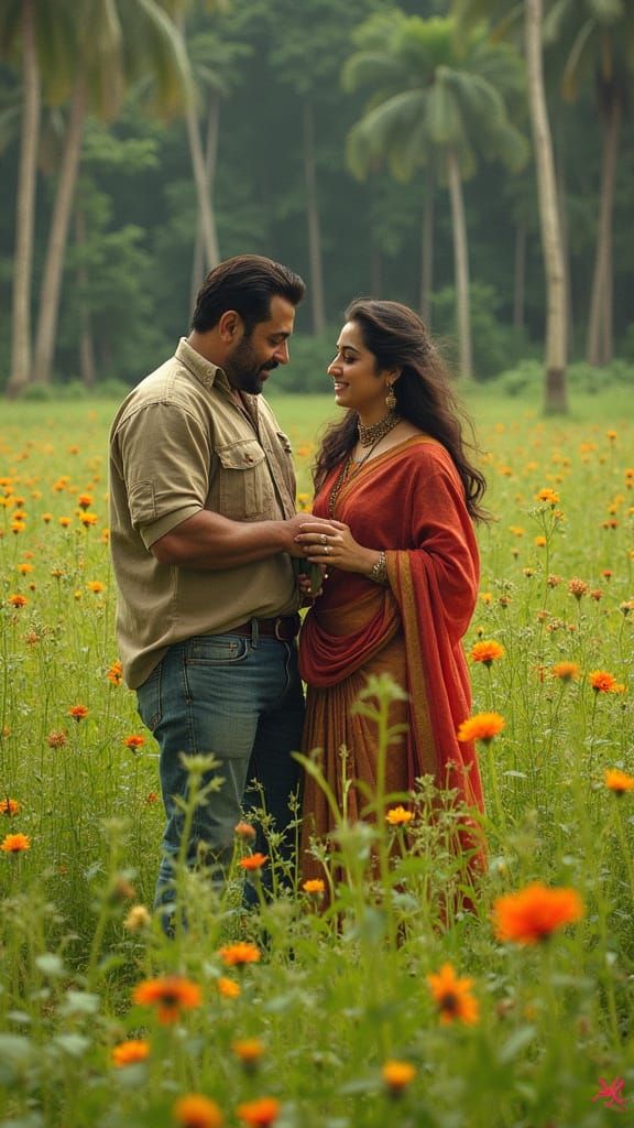 Salman Khan and Tamanna Bhatia in a Field, Inspired Art
