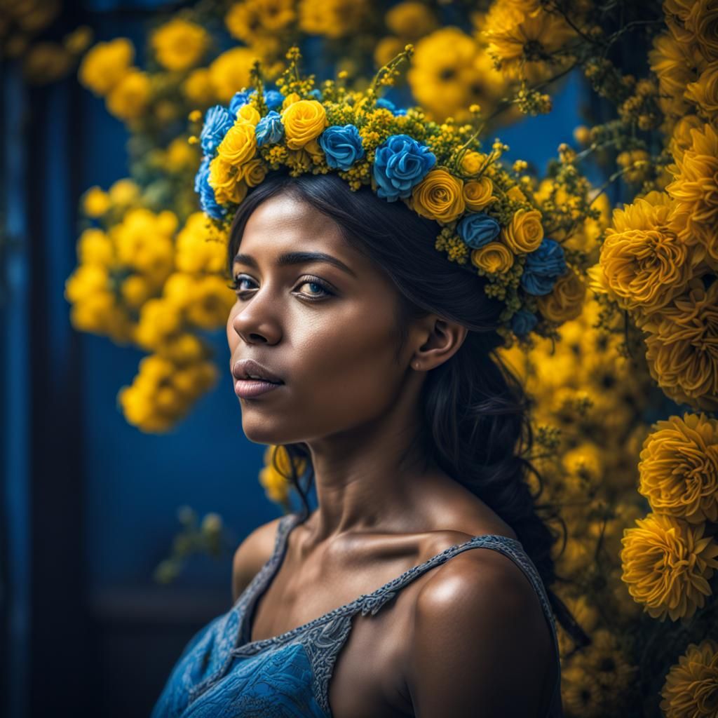 Lady with Flower Crown: Hyperrealistic Cinematic Portrait