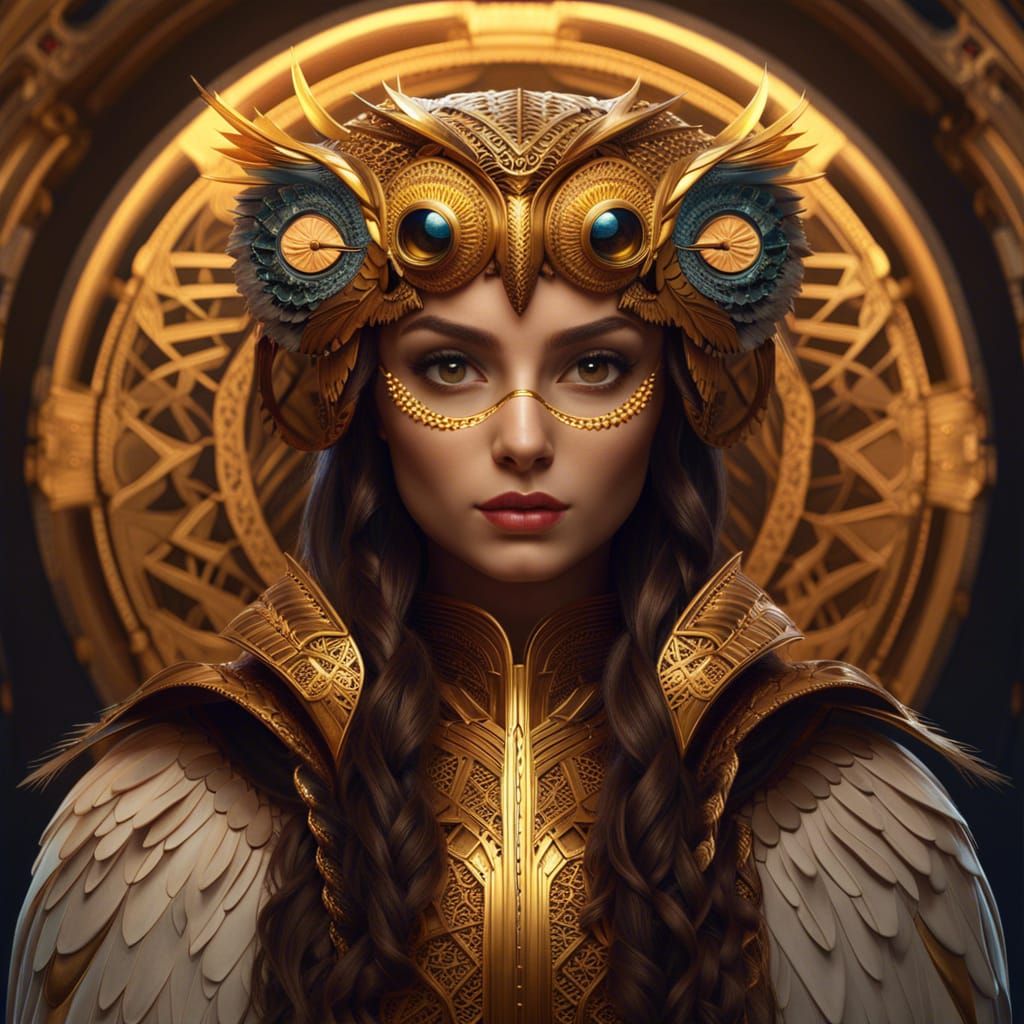 Fantasy Owl Girl Portrait in 8K Resolution