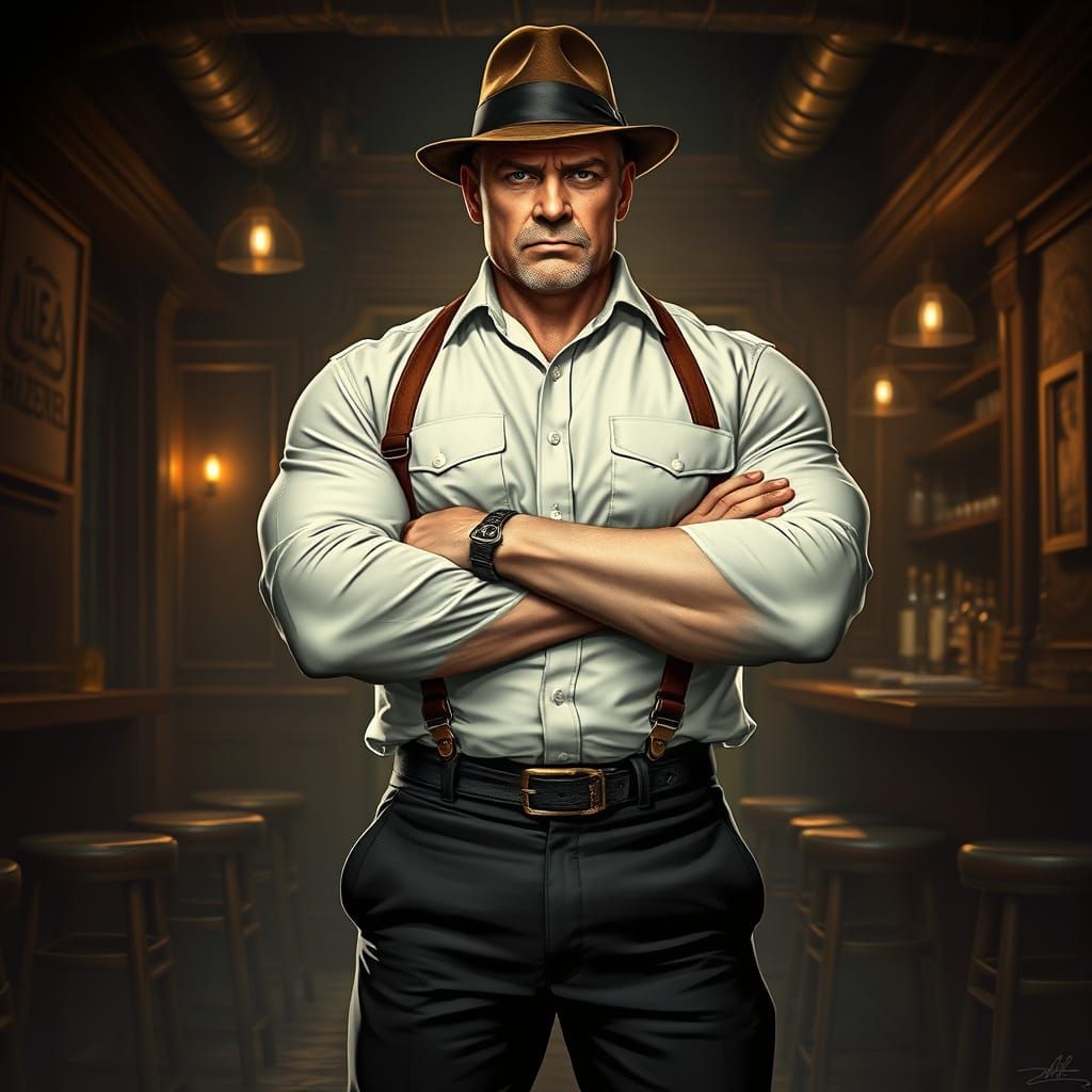 Gritty Film Noir Figure in Vintage Attire