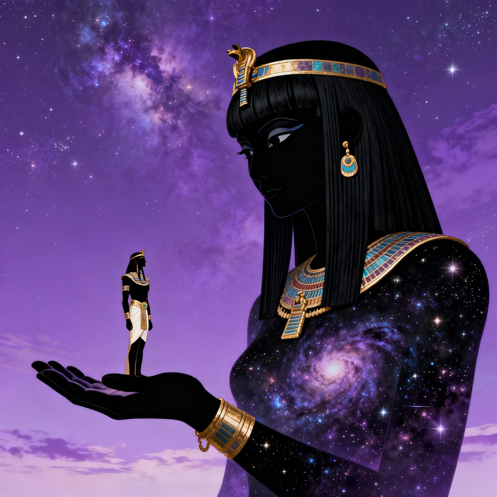 Colossal Goddess of Stars Arching Over Earth