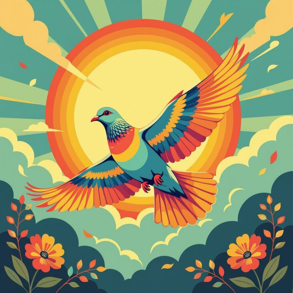Rainbow Dove in Flight: A Pop Art Celebration of Pride