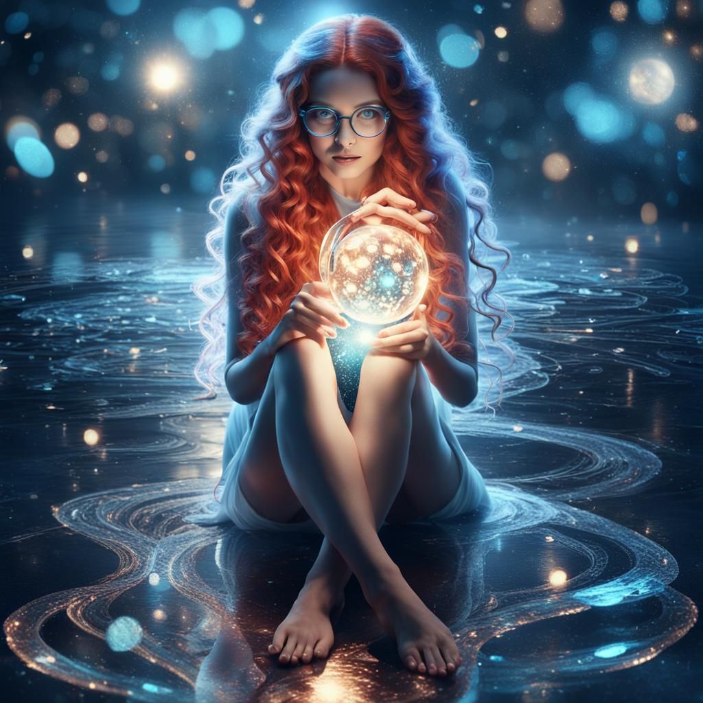 Beauty Queen Portrait with Red Hair and Blue Eyes