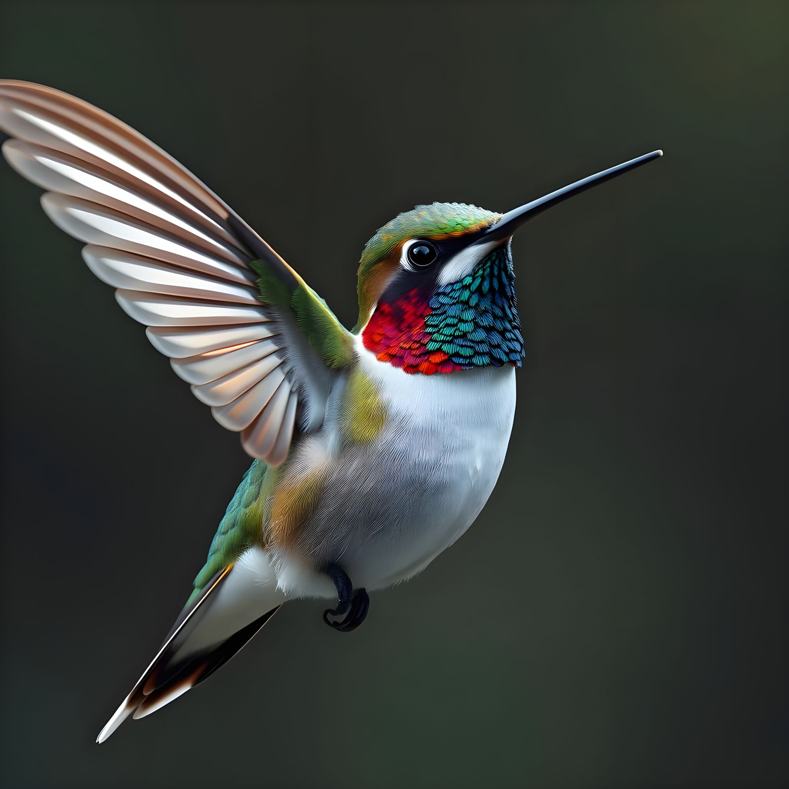 Majestic Hummingbird Portrait with Futuristic Retouching