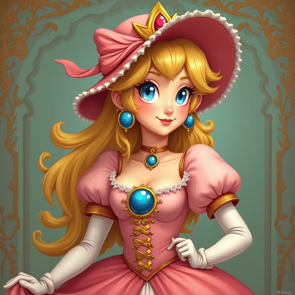 Victorian Princess Peach in Elegant Edwardian Style