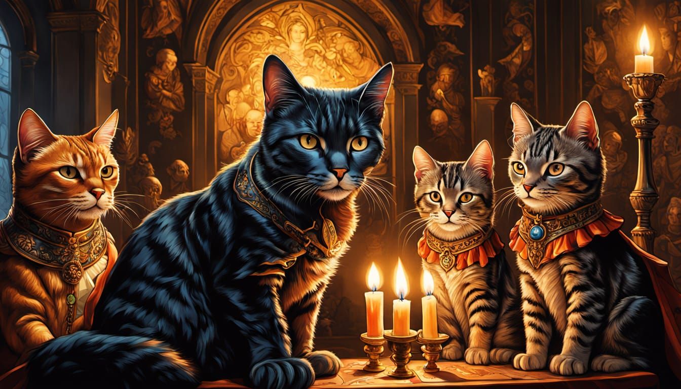 Regal Feline Dynasty in Renaissance Splendor
