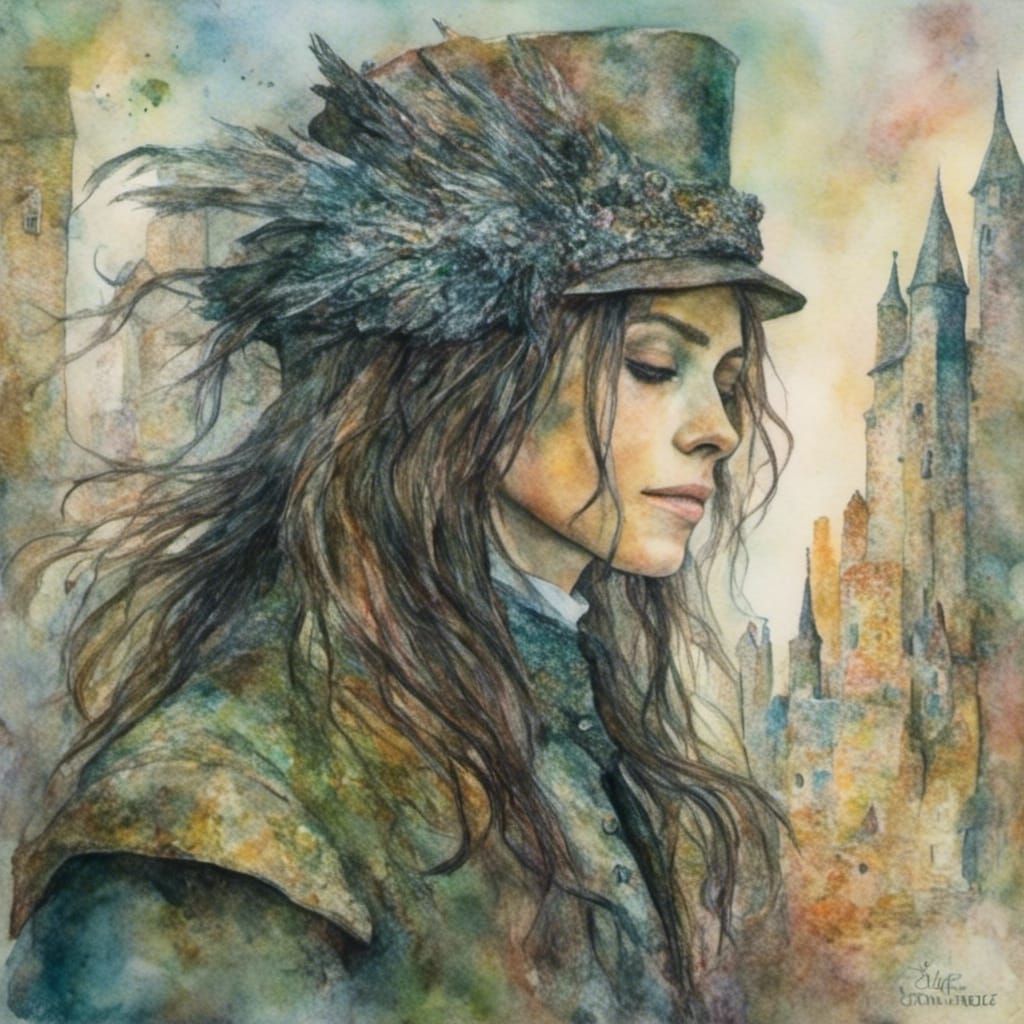 Knight with Long Hair in Vibrant Colors