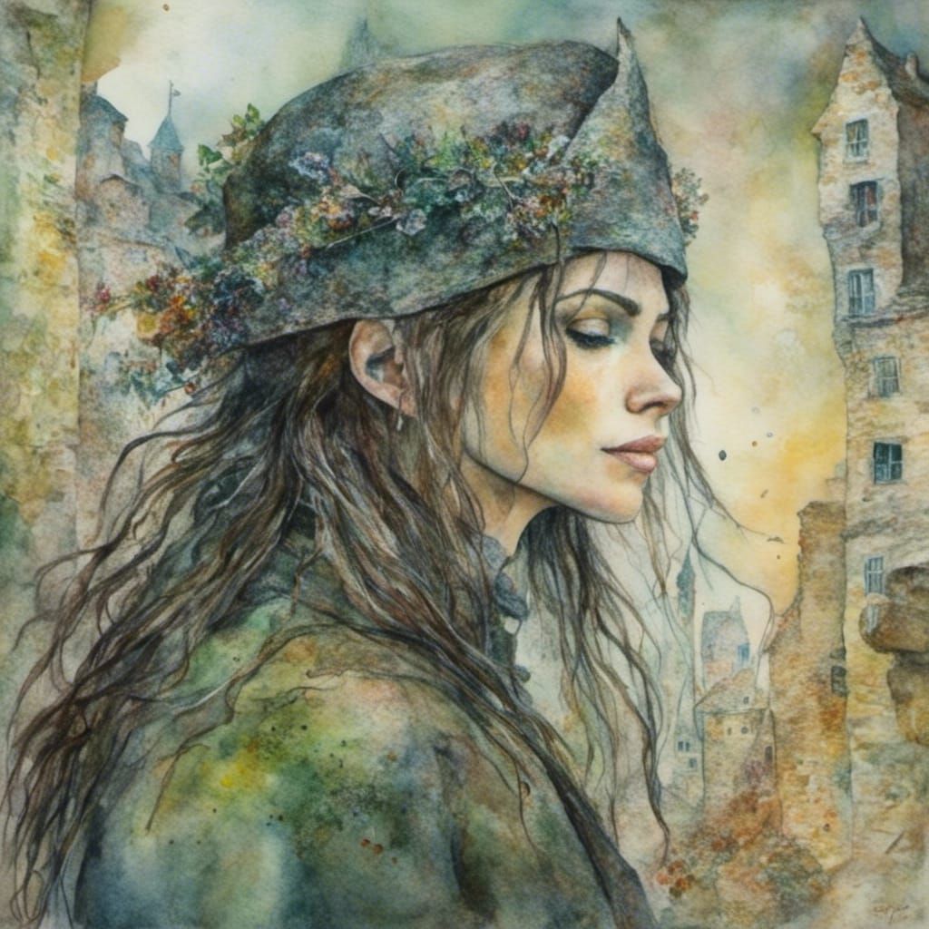 Long-Haired Knight in Vintage Style