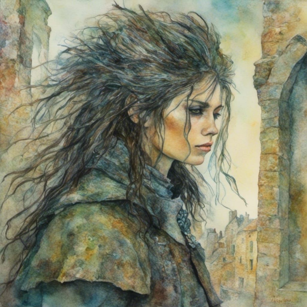 Knight with Long Hair in Old-School Style