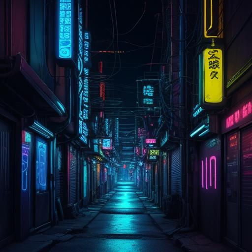 Cyberpunk Snake with LED Wires in Dark Alley