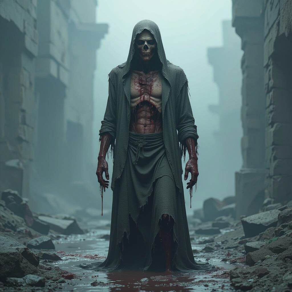 Horrific Zombie in Biomechanical Dystopia