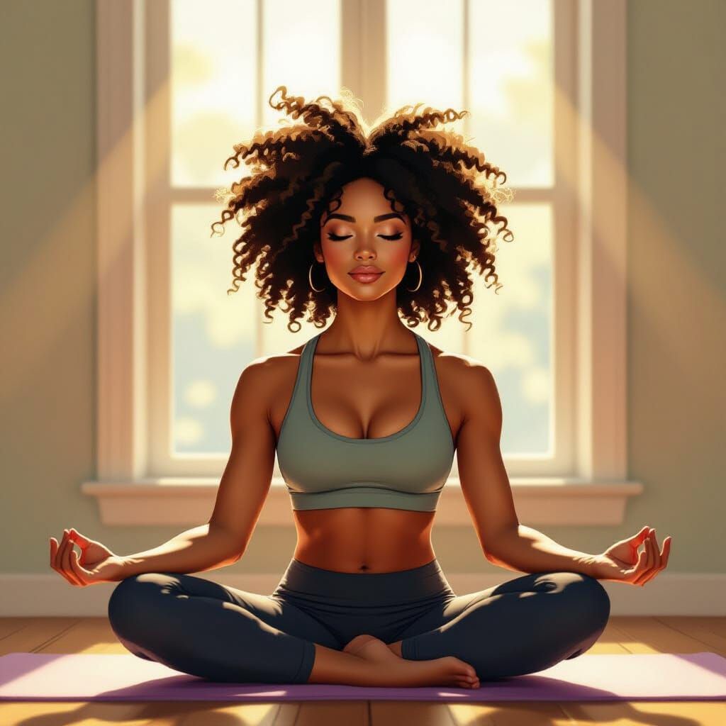 Woman in Yoga Pose with Ethereal Glow