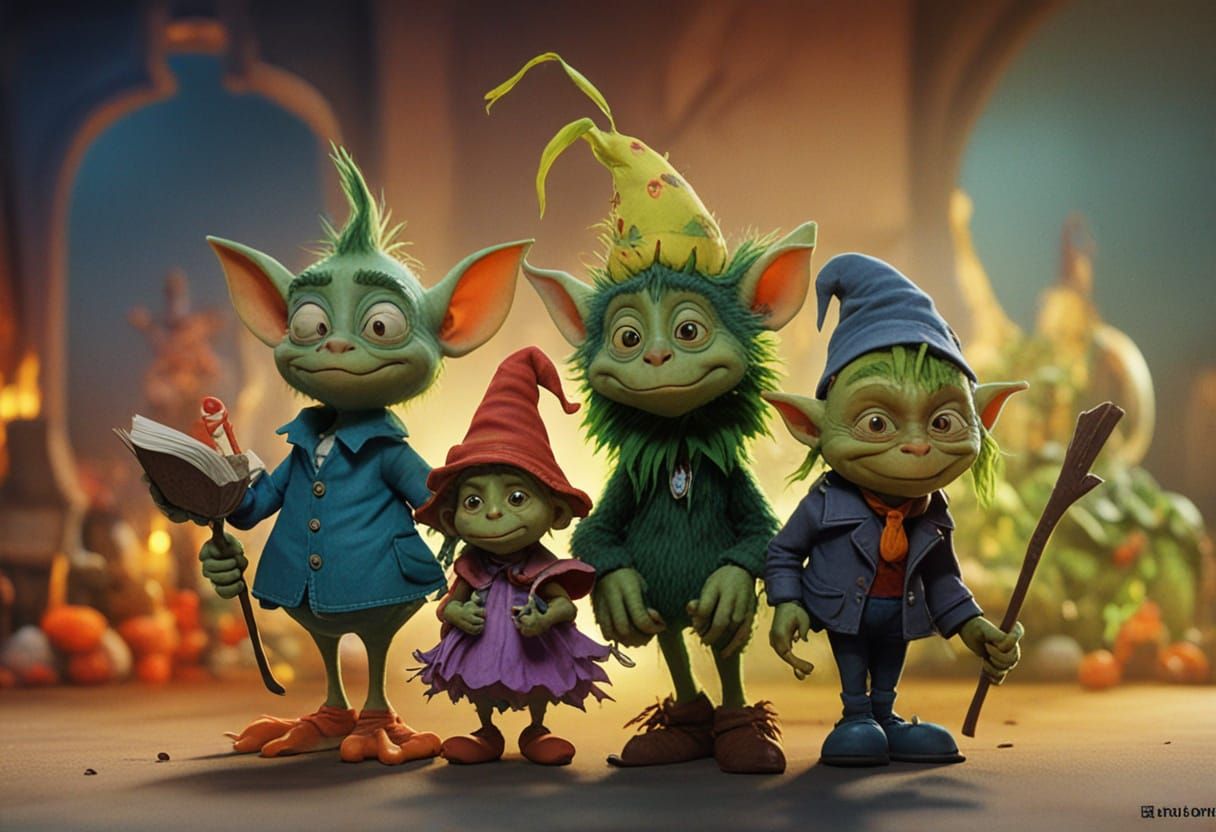 Whimsical Goblin Companions in a Fantastical Realm