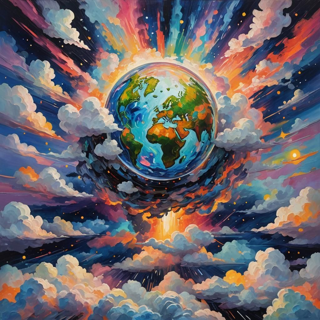 Earth in Neon Lights: Neo-Impressionist Universe