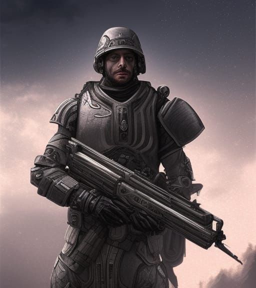 photorealistic ultrarealistic sci fi fantasy soldier mercenary by: Xadrik-Xu Epic cinematic brilliant stunning intricate...