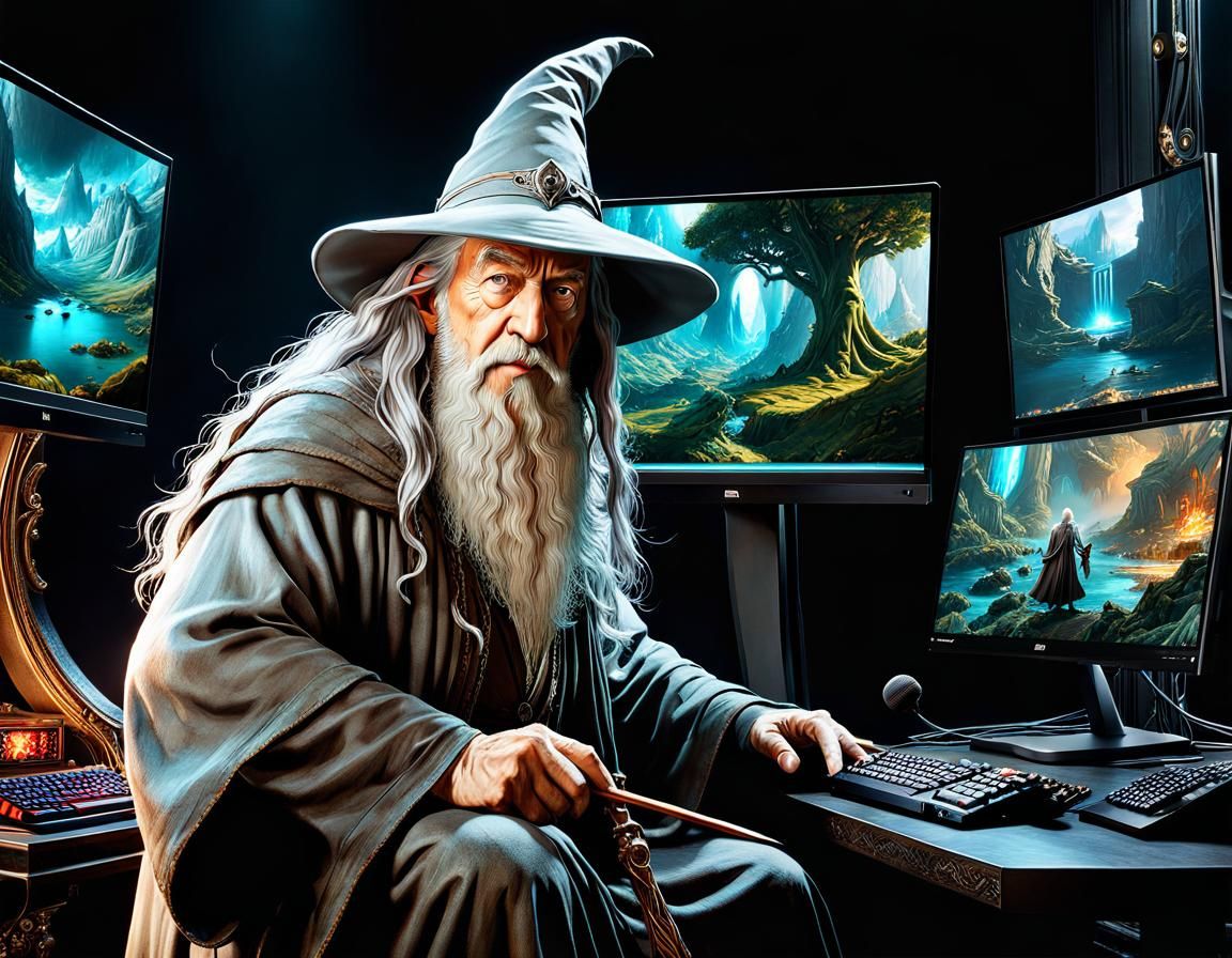 Gandalf Plays Epic Fantasy Game on PC