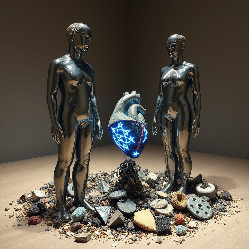 Mirror Sculptures Reflecting Environment with Mechanical Hea...