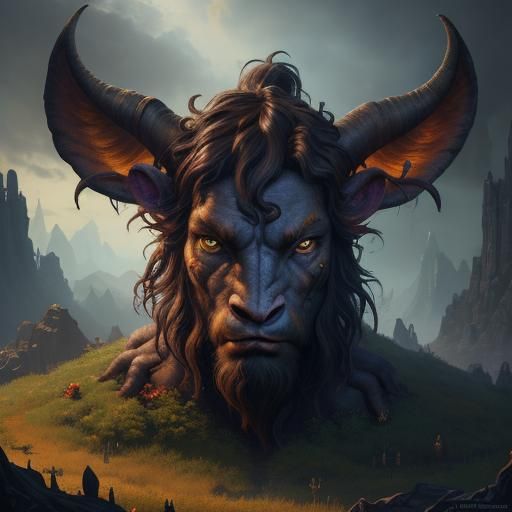 Detailed Matte Painting of a Fantastical Satyr