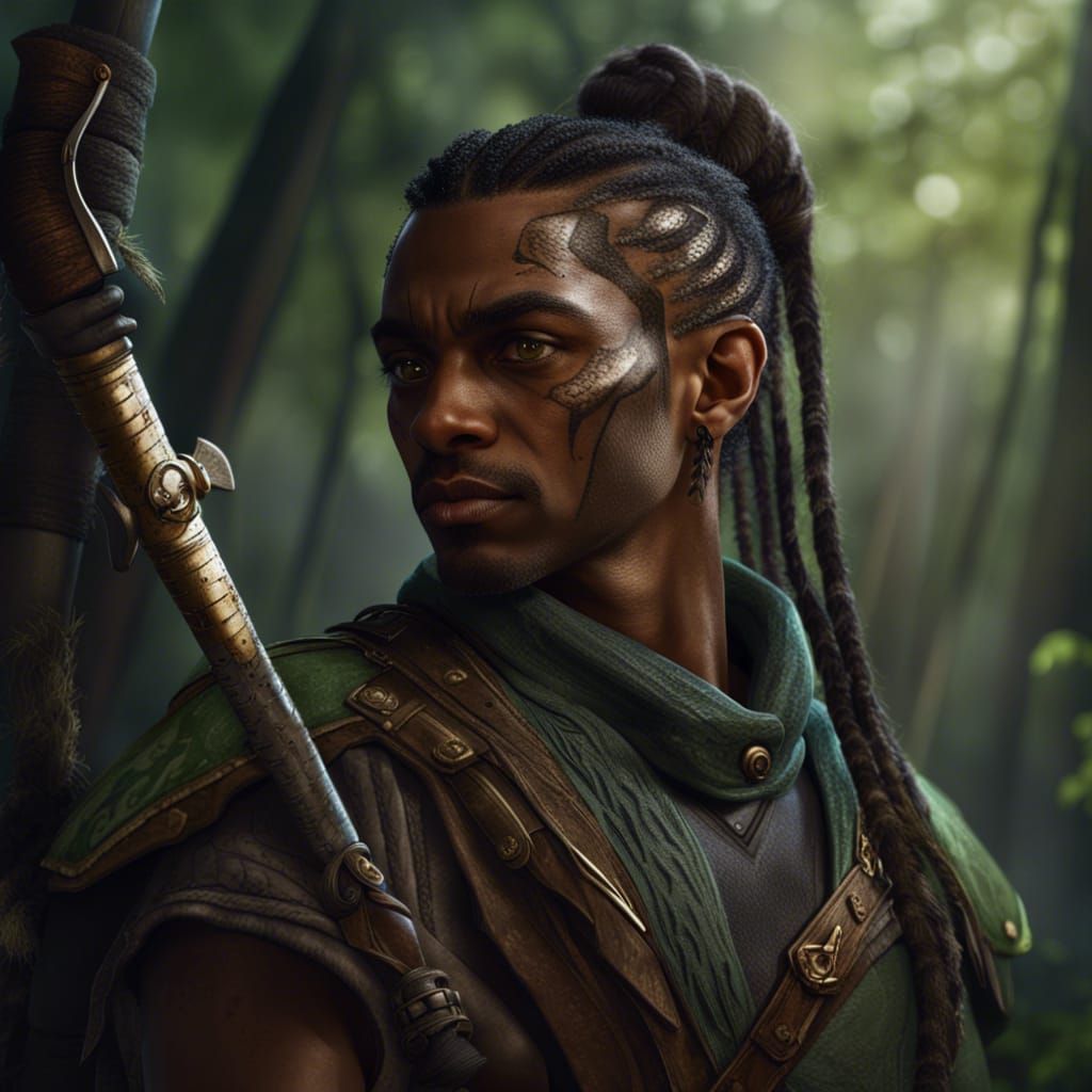 Wood Elf Ranger Portrait in Detailed Matte Painting