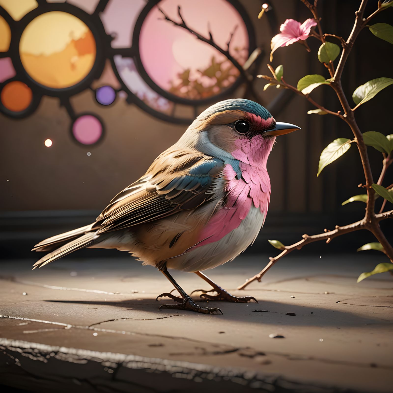 Surreal Whimsical Bird Portrait in Sumi-e Style