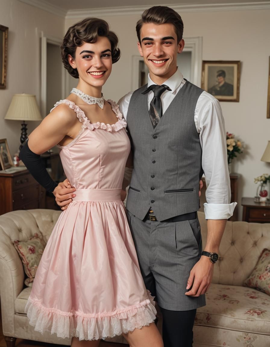 Boy Crossdressing with Girlfriend, Professional Portrait