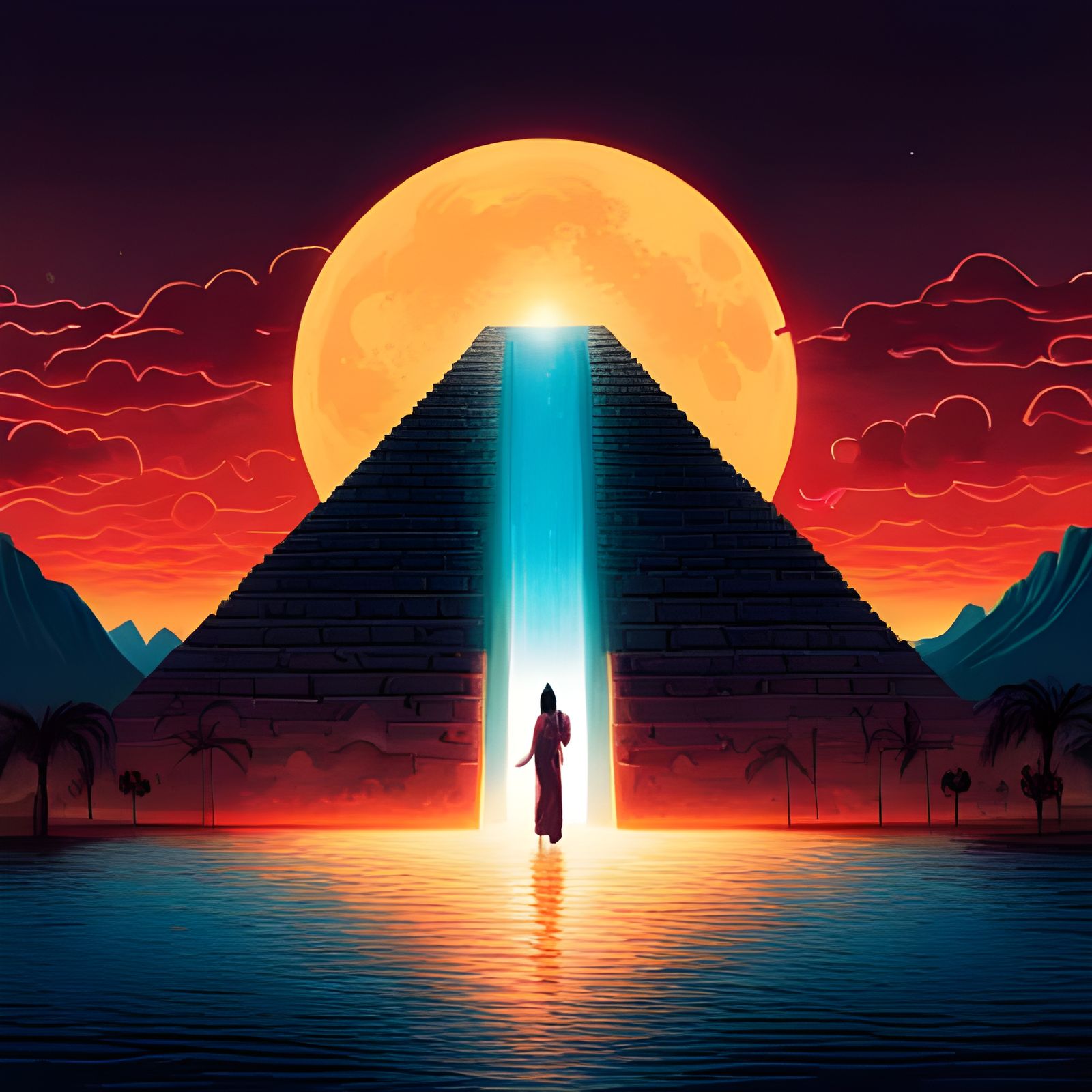 Retrofuturistic Ancient Egypt Storybook Illustration
