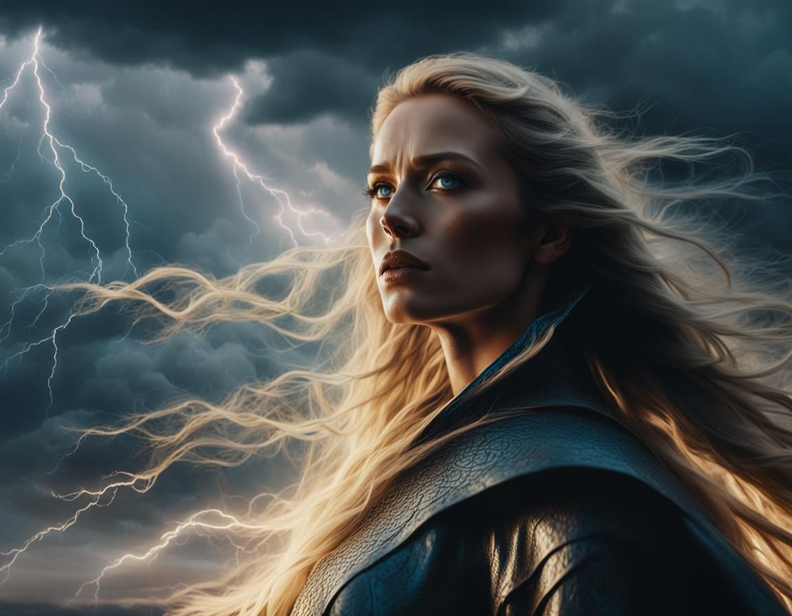 Ethereal Portrait of a Woman Commanding Storms