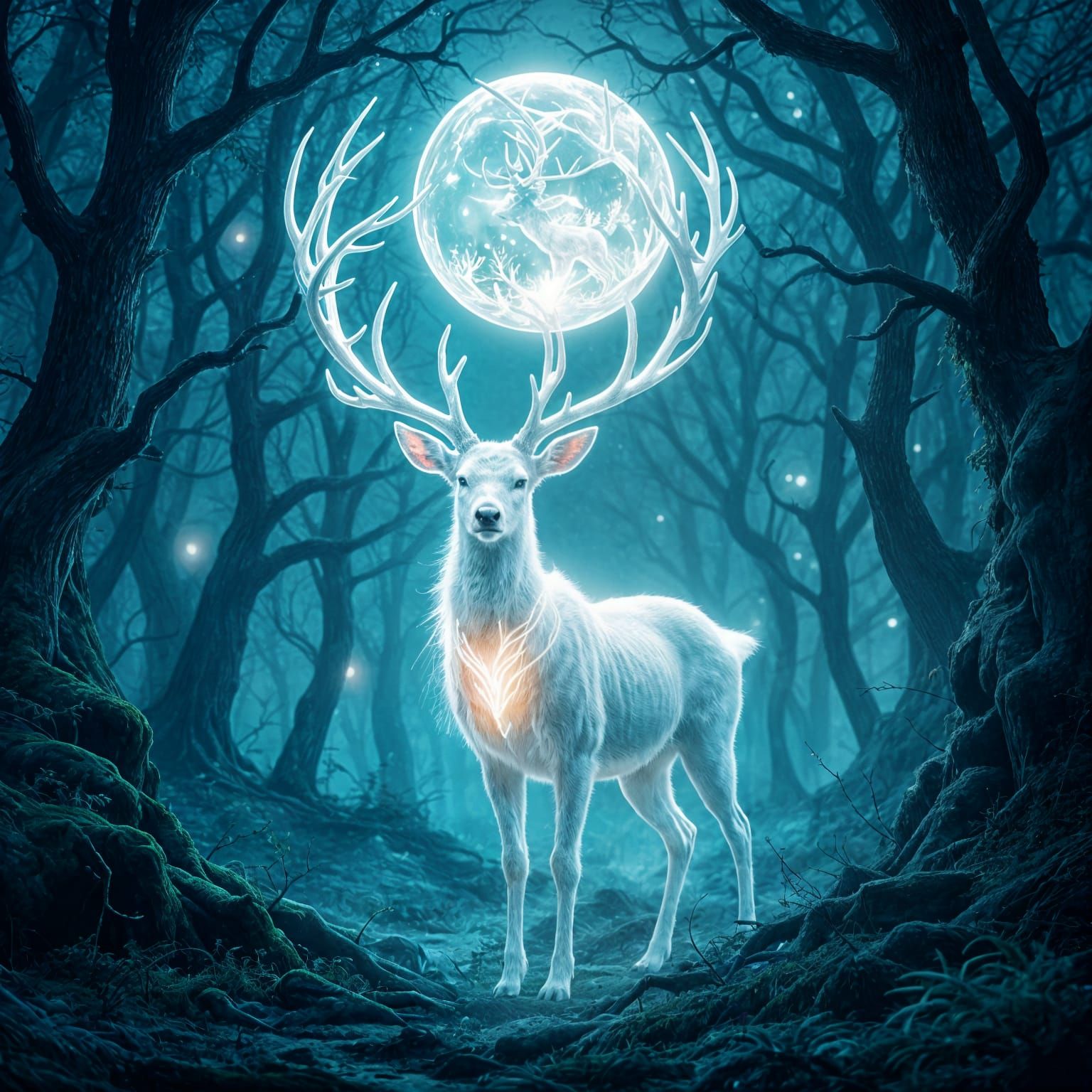 Ethereal Deer Spirit in Enchanted Forest