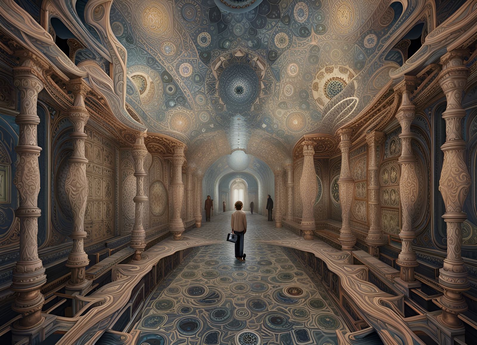 Mirrored Titan in Labyrinthine Hall: Fractal Tessellations