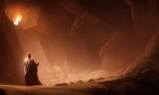 Jesus emerging from the tomb