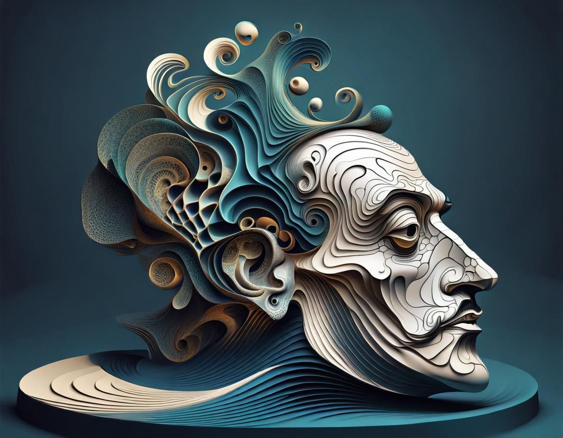 Surreal Human Head in Abstract Vector Style